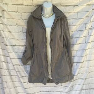 Mossimo Olive Water Resistant Utility Lightweight Zip Hooded Jacket Raincoat